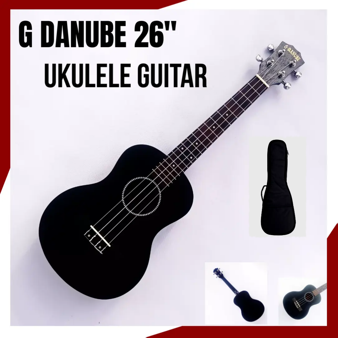 G DANUBE 26'' Tenor Ukulele Guitar(Black) With Free Gig Bag